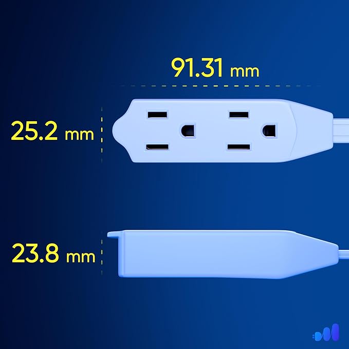 Maximm Cable 2 Ft 360° Rotating Flat Plug Extension Cord, 16/3 AWG Multi 3 - Image 4