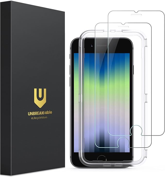 UNBREAKcable Protective Glass for iPhone SE 2022/2020, 2.5D Double Defense by UNBREAKcable