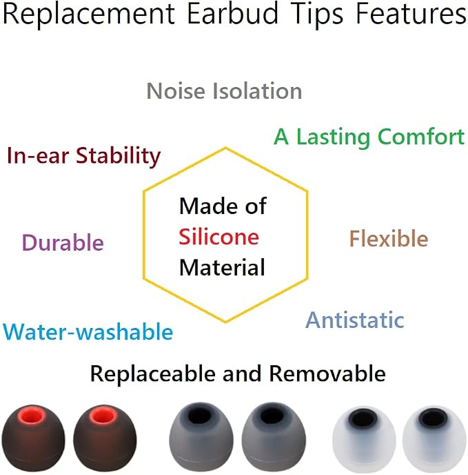 Earbud Tips Earbud Replacement Pieces Silicone Soft and Comfortable Compatible - Image 6