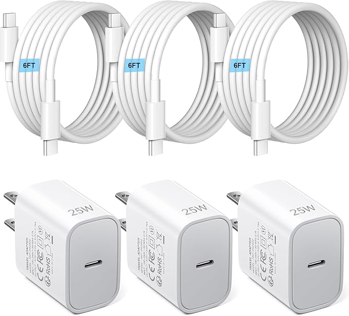 3pack Type C Charger 6FT Cable Fast Charging by SCCVEE