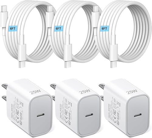 3pack Type C Charger 6FT Cable Fast Charging by SCCVEE