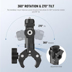 NEEWER Motorcycle Bike Handlebar Clamp Mount, Heavy Duty Clip Holder, 1/4" - Image 3