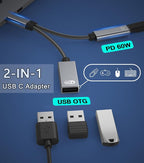 USB C to USB OTG Adapter, 2 in 1 USB C Splitter - Image 2