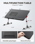 Laptop Desk for Bed with Cooling Fan, SAIJI Height & Angle Adjustable Laptop - Image 6