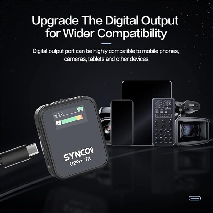 SYNCO G2A2 Pro Microphone, Wireless Lavalier Microphone, 200m Range, 8 Hours - Image 7