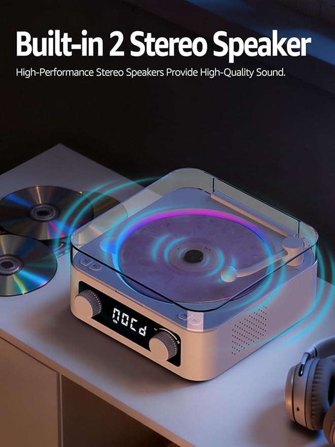 CD Player with Built-in Speakers Portable Bluetooth Input&Output Desktop CD - Image 2