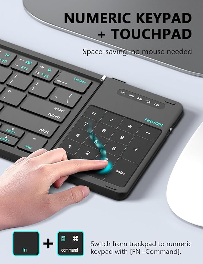 Nillkin Foldable Keyboard with Touchpad, Full Size Keys, Large Trackpad Small - Image 4