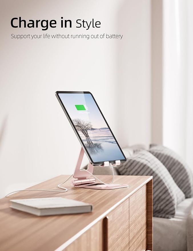 Nulaxy Aluminum Dual Foldable iPad Stand, Fully Adjustable Desktop Tablet Holder - Image 2