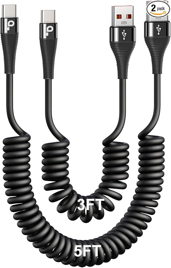 PRAKIE Coiled USB C Cable Fast Charging by PRAKIE