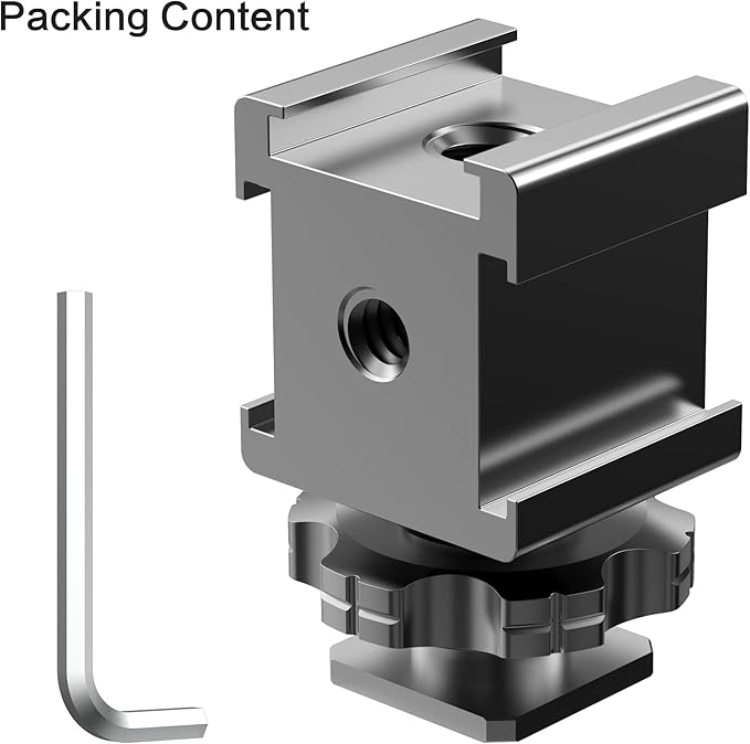 Triple Cold Shoe Mount Cold Shoe Adapter, 360 Degree Swivel Aluminum Camera Hot - Image 9