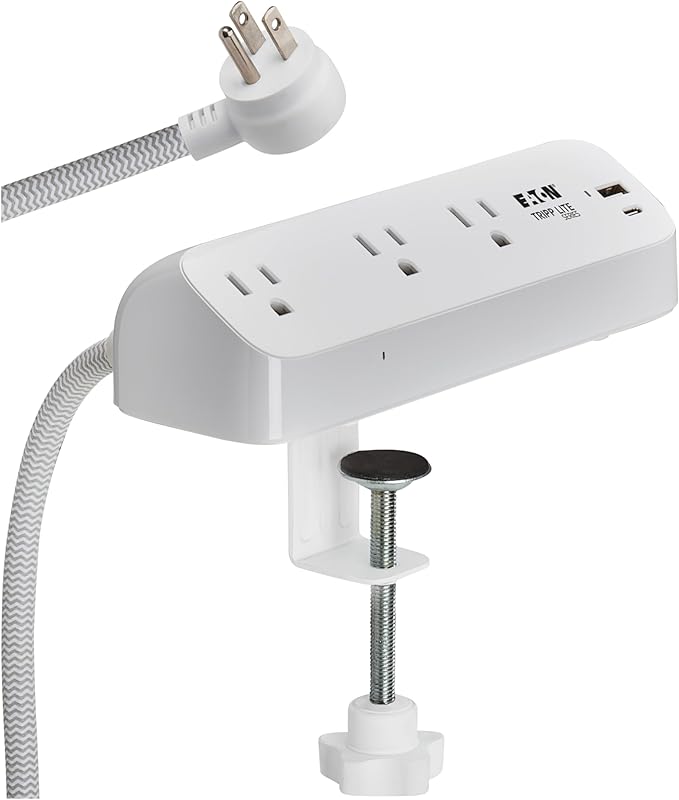 Eaton Tripp Lite Series Desk Clamp Power Strip Surge Protector, USB-A & USB-C by TrippLite