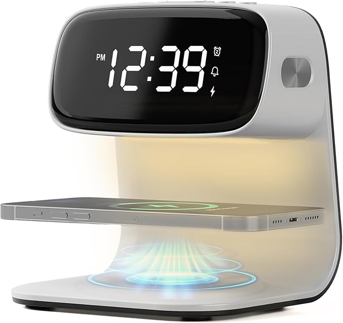 Digital Alarm Clock with Wireless Fast Charging Station 15W Touch Smart Lamp by YIDPU
