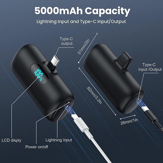 Samll Portable Charger for iPhone 16/15 Series, 5000mAh 3A PD USB C Power Bank - Image 7