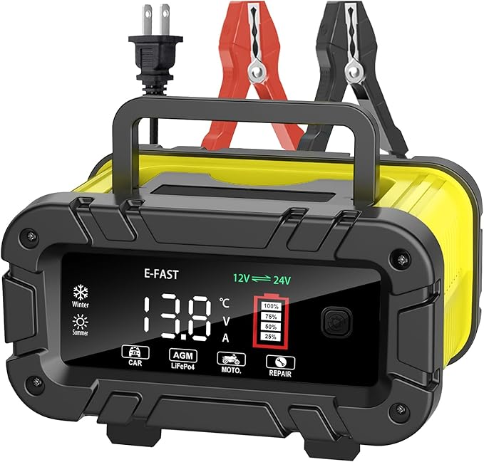 E-FAST 20A Smart Car Battery Charger, 12V 24V Maintainer & Desulfator by E-FAST