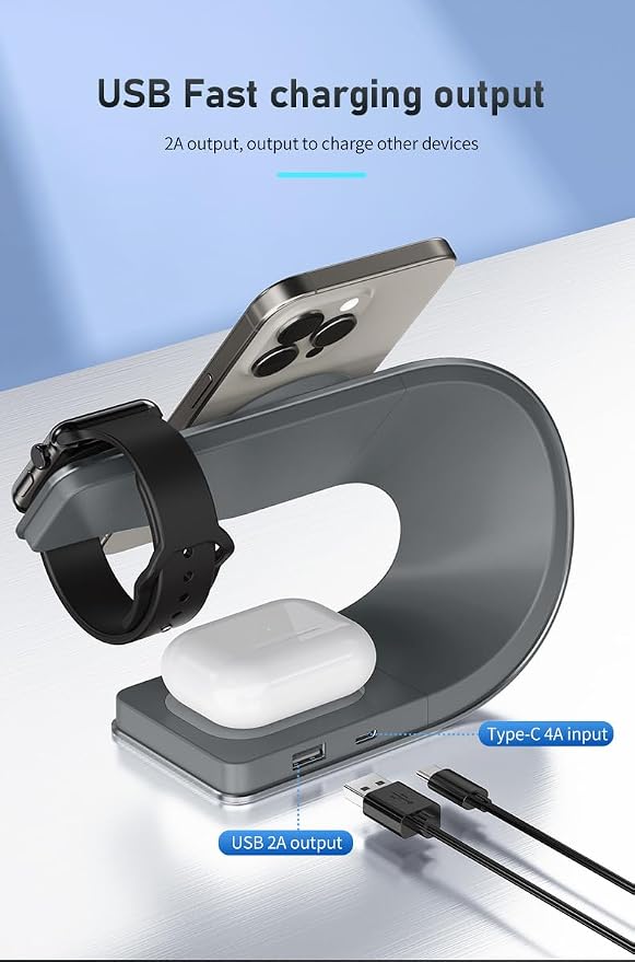 Wireless Charger, 3 in 1 Fast Charging Station - Image 9
