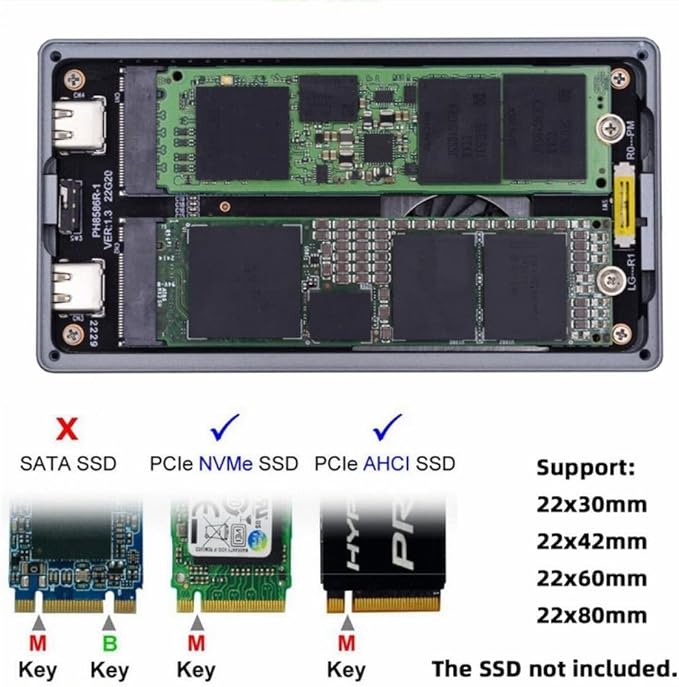 CY USB4.0 20Gbps Dual NVME M.2 NGFF M-Key to USB-C Type-C Raid0 Raid1 JBOD Big - Image 5