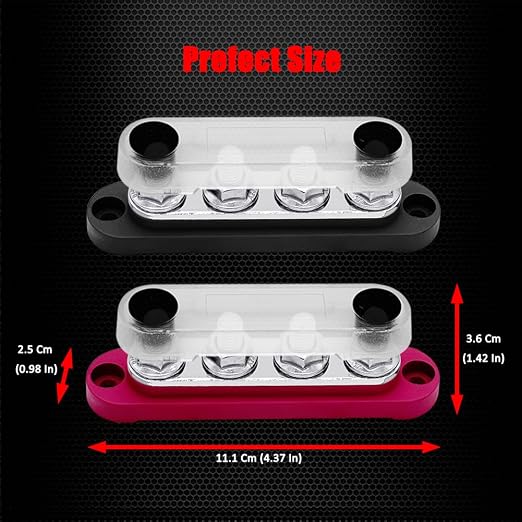 4 x M8 Studs Power Distribution Block Bus Bar 12V, Ampper 4.3" 200A Marine - Image 5