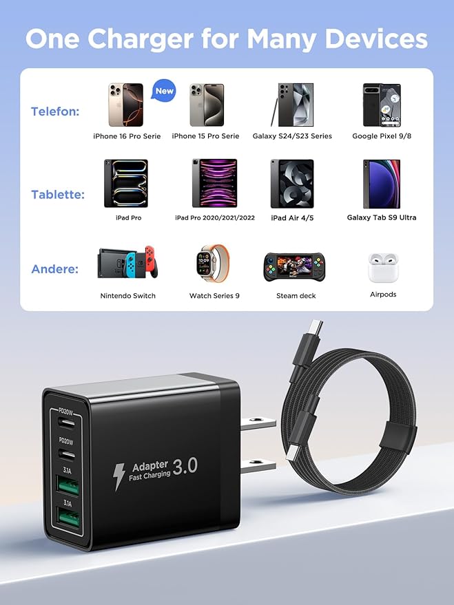 40W USB C Charger Cube, Samsung S25 S24 S23, Cellphones Charger - Image 6