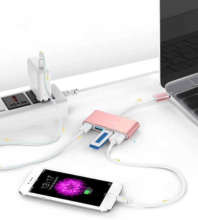 LENTION 4-in-1 USB-C Hub with Type C, USB 3.0, USB 2.0 - Image 3