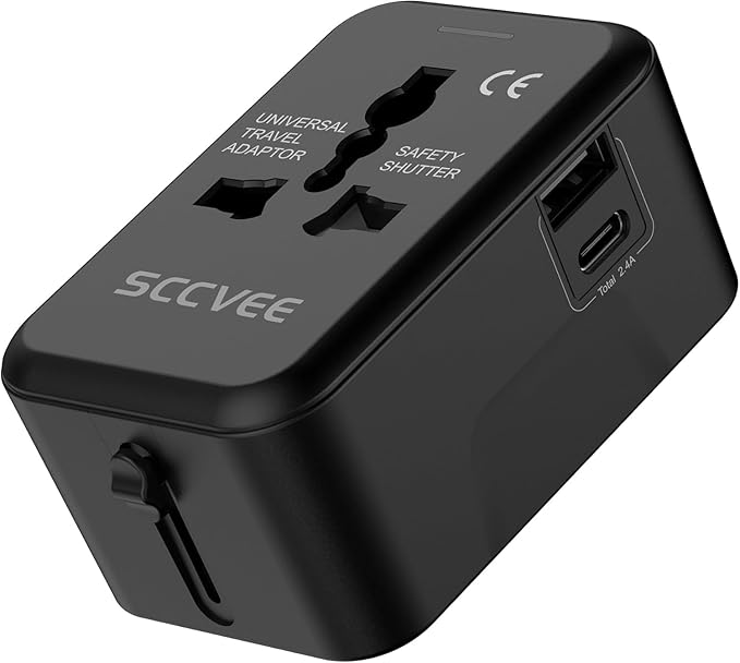 Universal Travel Adapter with USB C, International Power Plug Adapter All in by SCCVEE
