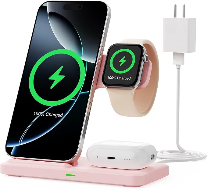 2025 3 in 1 Wireless Charger for iPhone 16 15 14 13 12 11 XR 8, Apple Charging by Unknown