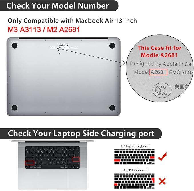 Compatible with 2025 2024-2022 MacBook Air 13 inch Case M4 A3240 M3 A3113 M2 - Image 2