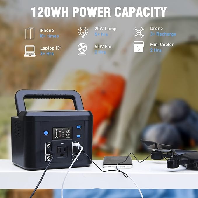 200W Portable Power Station, Powkey 120Wh/33, 000mAh Power Bank - Image 7