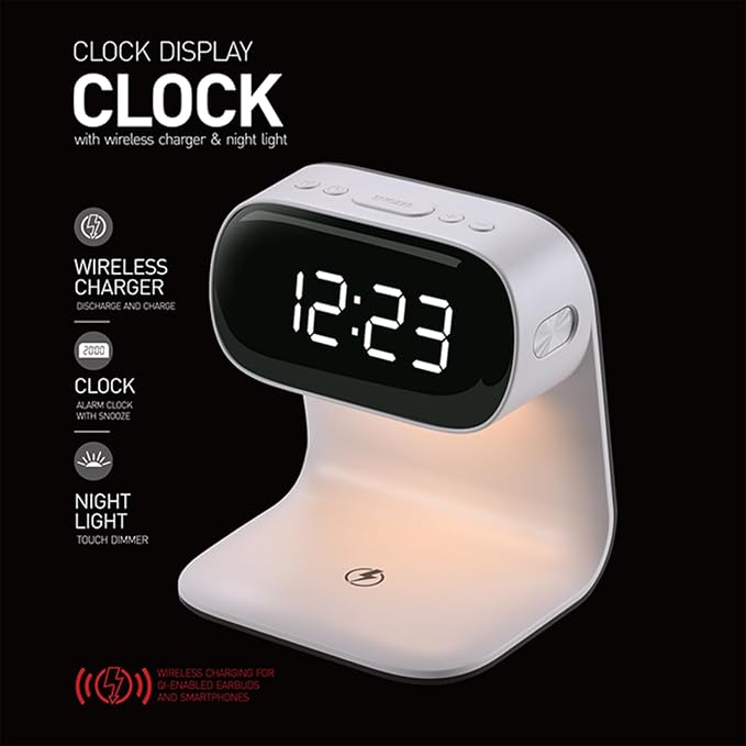 Digital Alarm Clock with Wireless Fast Charging Station 15W Touch Smart Lamp - Image 2