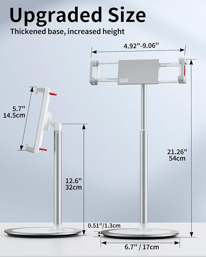 SAIJI Tablet Stand Holder, Height Adjustable Portable Monitor Stand, 360 Degree - Image 6