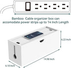 Bamboo Cable Management Box, Large Cord Organizer Box Cable Box to Hide Wires & - Image 3