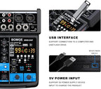 BOMGE 4 Channel mini DJ Audio Sound Mixer Interface - Image 5