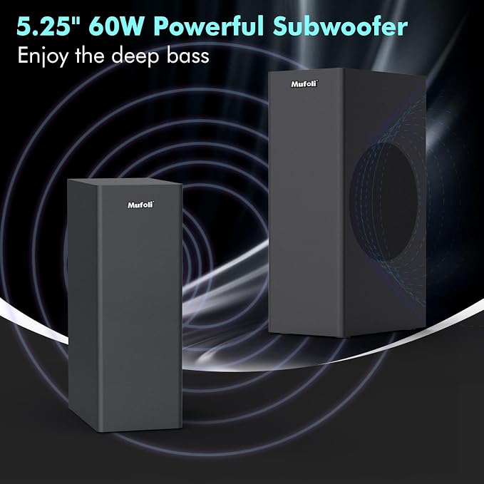 Sound Bars for TV with Subwoofer 2.1 CH 120W Soundbar for TV, for PC, Surround - Image 3