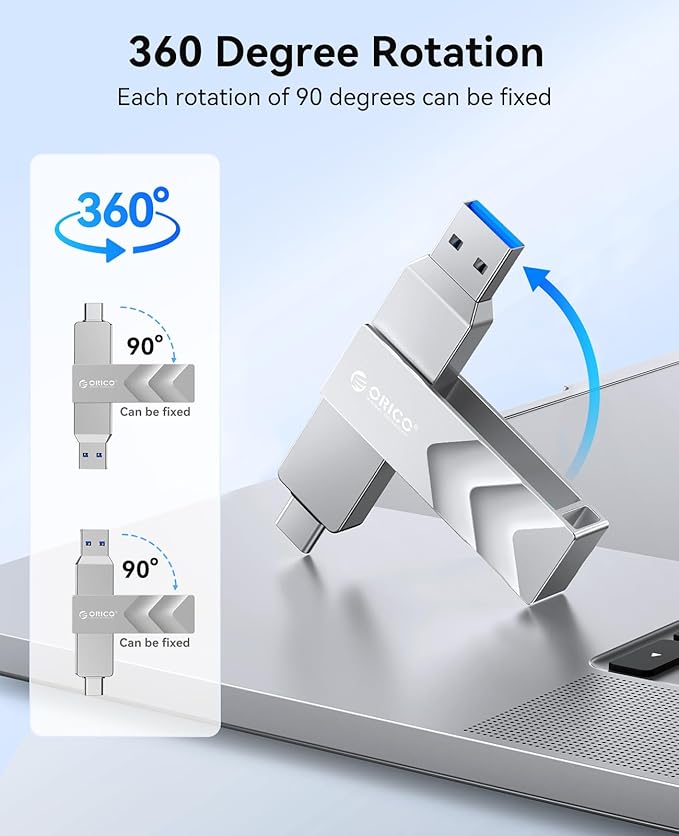 ORICO 1TB Portable Solid State Drive, 1050MB/s Dual-Port Rotating Metal - Image 5