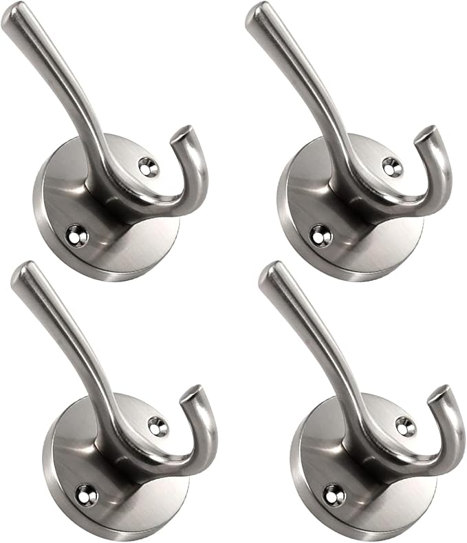 4 Pack Brushed Nickel Coat Hooks by NETLKLALife