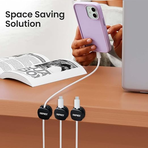 6 Pack Adhesive Cable Clips Black Spring Loaded Cord Holders - Image 5
