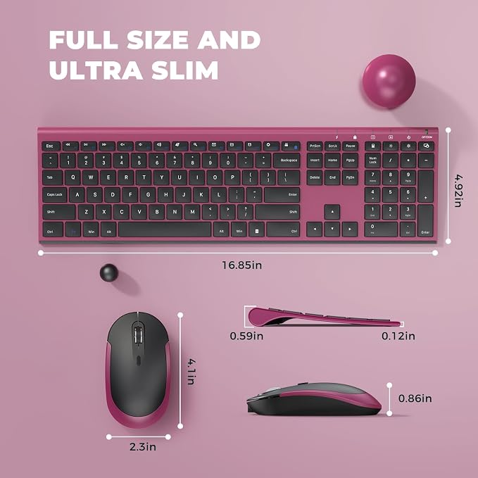 Wireless Keyboard and Mouse, Vssoplor 2.4GHz Rechargeable Compact Quiet - Image 6