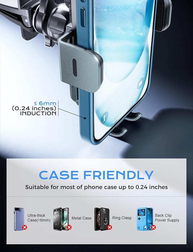 Wireless Car Charger, 15W Fast Charging Auto Clamping Car Charger Phone Mount - Image 7