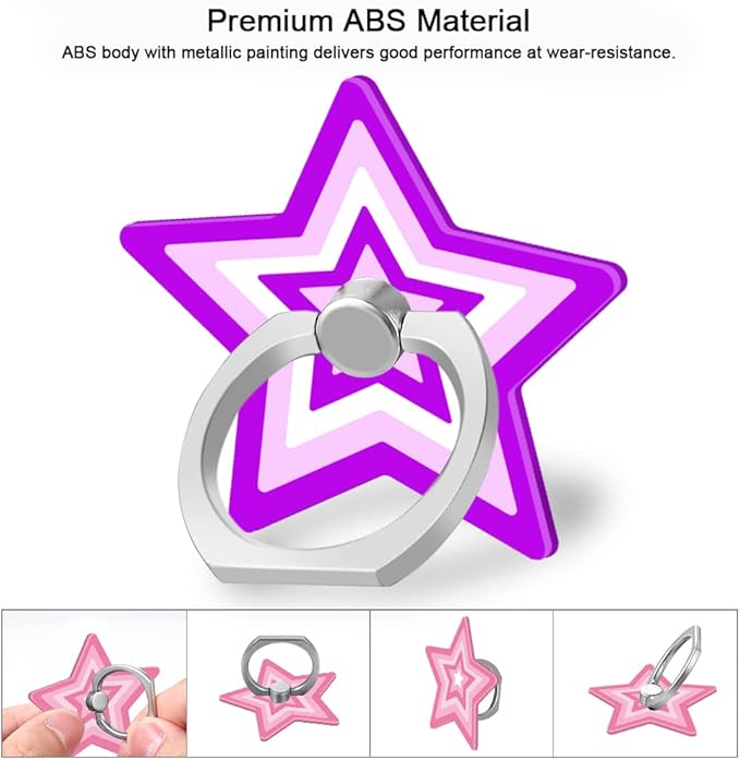 Bonoma Cute Star Phone Ring Holder, 3 Pack Universal Finger Ring Stand Grip - Image 2