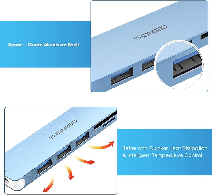 USB C Hub Multiport Adapter, 7 in 1 Portable Dongle - Image 6