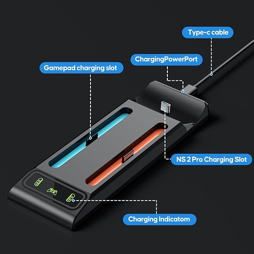 3 in 1 Controller Charger for Nintendo Switch 2 JoyCon/Pro, Charging Dock - Image 5