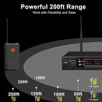 200-Channel Wireless Microphone, Wireless Lavalier Microphone Dual UHF Bodypack - Image 4