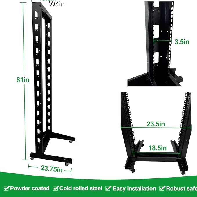 2 Post 42U Open Frame Server Rack 2-Post Server Rack Network Rack, - Image 2
