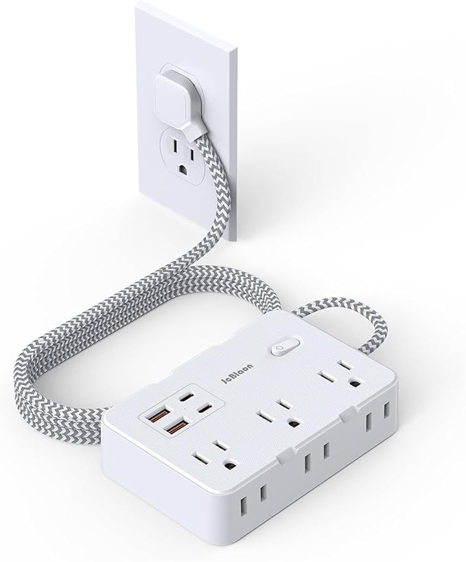 Surge Protector Power Strip 5 Ft Cord, Ultra Thin Flat Extension Cord by JcBlaon