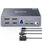 USB C HDMI KVM Switch for 1 Desktop+1 Laptop, Dual Monitor KVM Switch 4K@60Hz by Welcometothebrandflagship