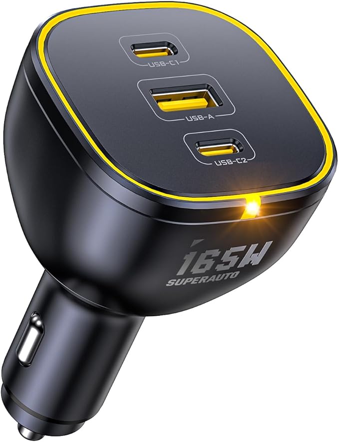AOHI 165W Laptop Car Charger Adapter 140W PD 3.1/ 100W PD 3.0 USB C Super Fast by AOHI