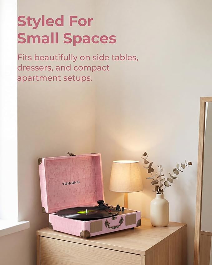 Vinyl Record Player with Bluetooth Output & Input, Treble & Bass Control - Image 6