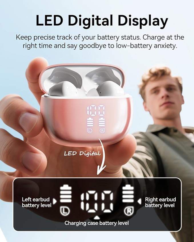 Wireless Earbuds, Deep Bass Stereo Sound, 40 Hours Playtime, Lightweight in-Ear - Image 7