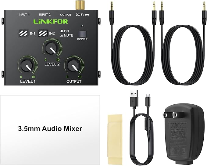 LiNKFOR 2 Channel 3.5mm Audio Mixer Stereo Audio Mixer Support RCA Input and - Image 7