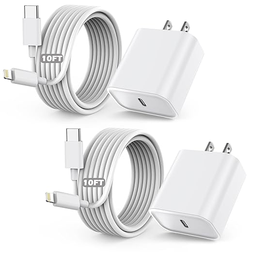 Fast Charger iPhone, 10 Feet iPhone Charger, Super Fast Charging Block by TrimDish