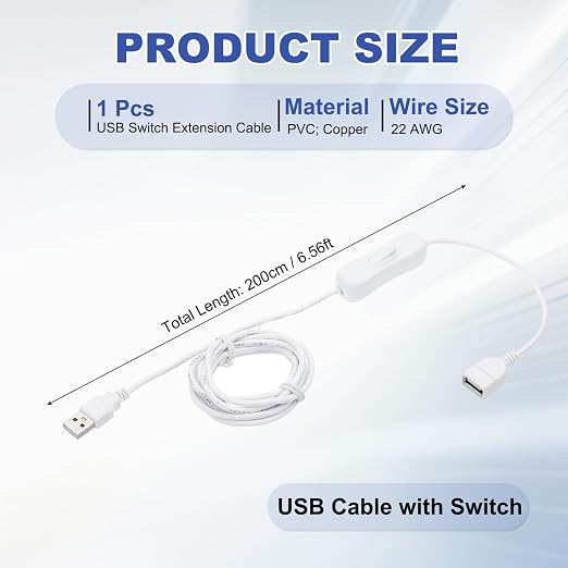 MECCANIXITY USB Cable with ON/Off Toggle Switch, USB Male to Female Extension - Image 2
